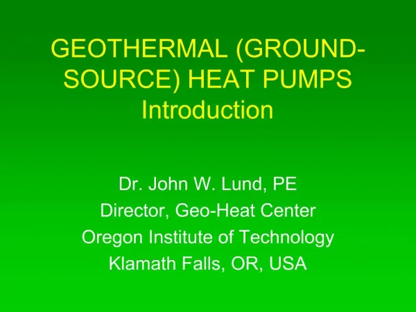 GEOTHERMAL GROUND-SOURCE HEAT PUMPS