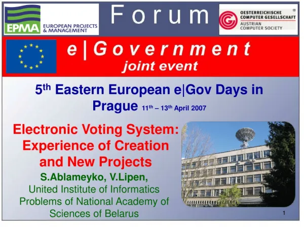 5 th Eastern European e|Gov Days in Prague 11 th – 13 th April 2007