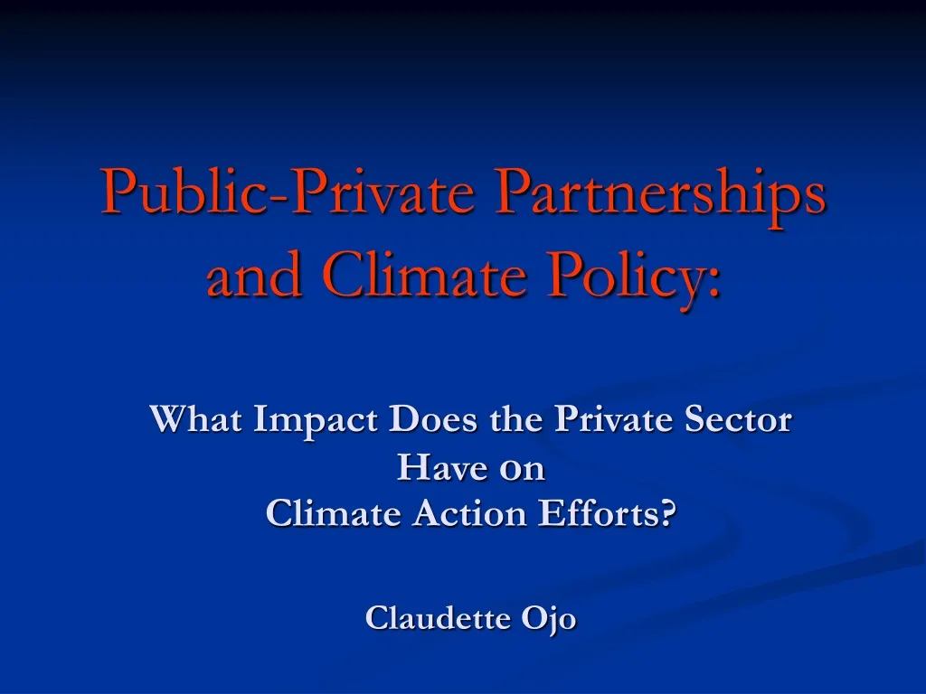 public private partnerships and climate policy