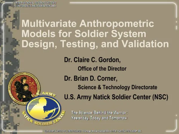 Multivariate Anthropometric Models for Soldier System Design, Testing, and Validation