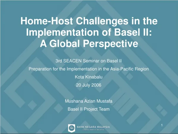 Home-Host Challenges in the Implementation of Basel II: A Global Perspective