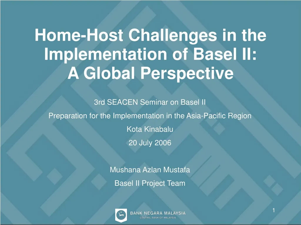 home host challenges in the implementation of basel ii a global perspective