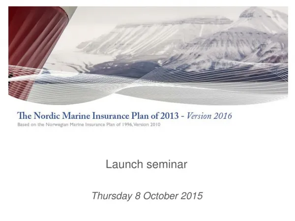 Launch seminar Thursday 8 October 2015