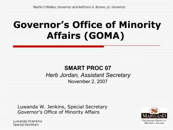Governor s Office of Minority Affairs GOMA