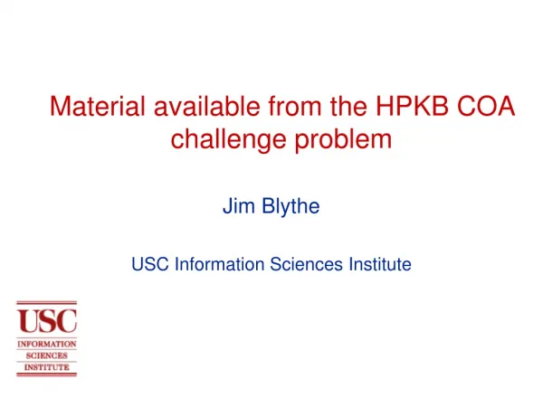Material available from the HPKB COA challenge problem