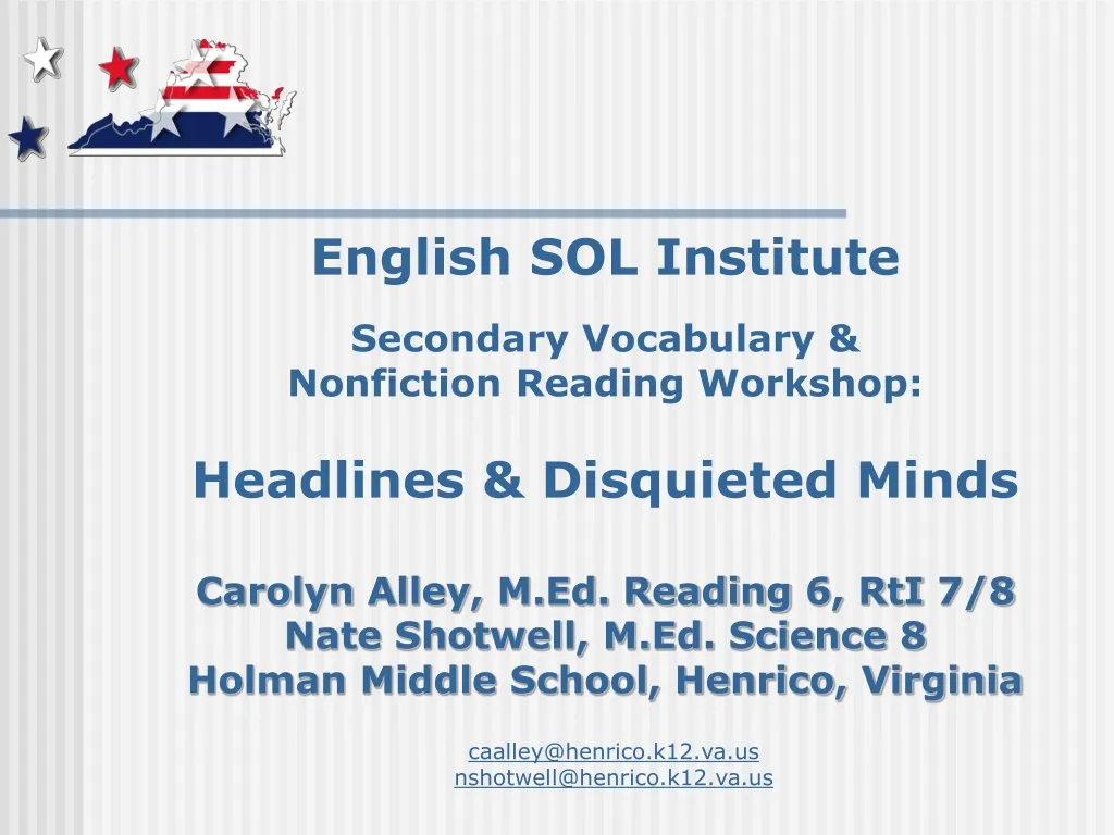 english sol institute secondary vocabulary