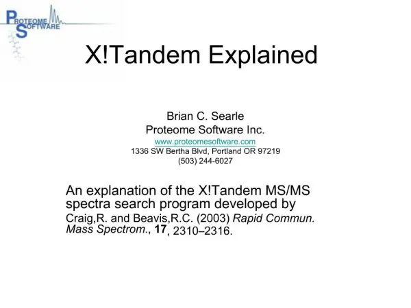 XTandem Explained