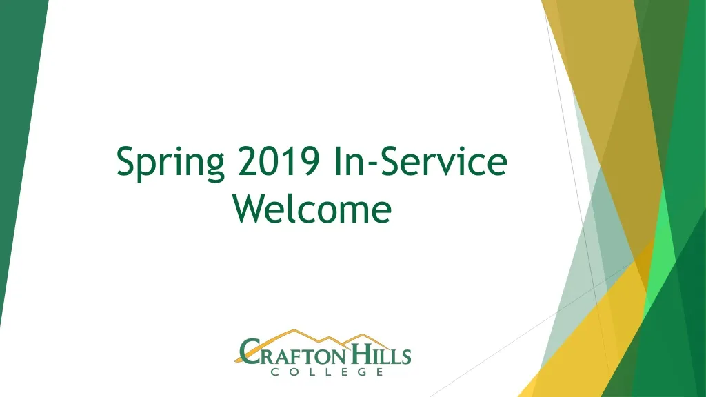spring 2019 in service welcome