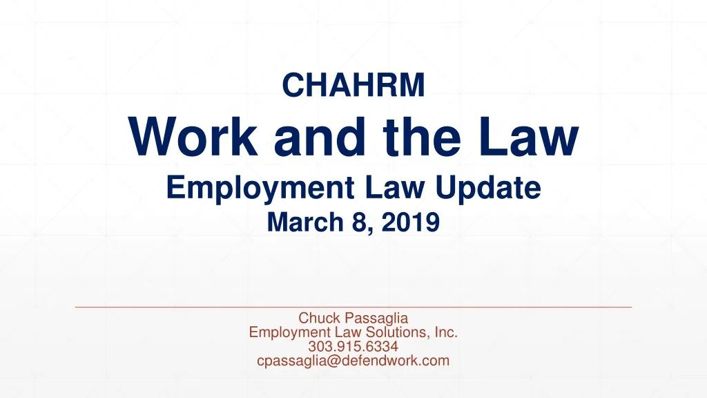 chahrm work and the law employment law update march 8 2019