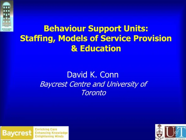 Behaviour Support Units: Staffing, Models of Service Provision Education
