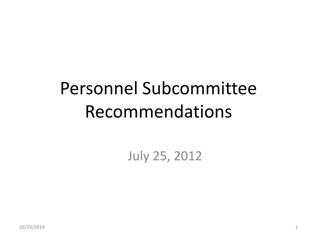 personnel subcommittee recommendations