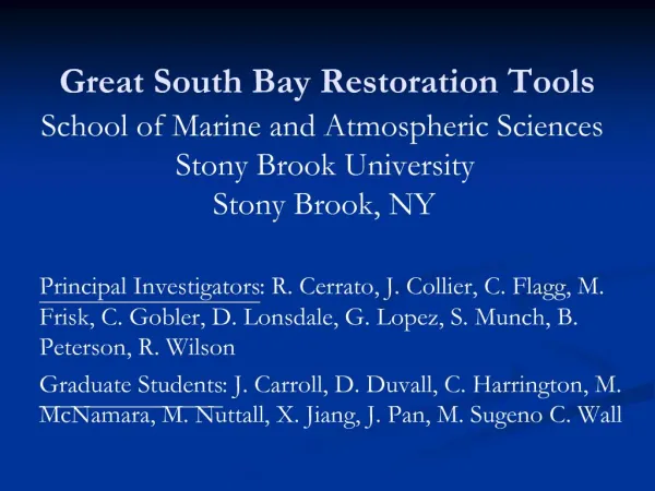 Great South Bay Restoration Tools