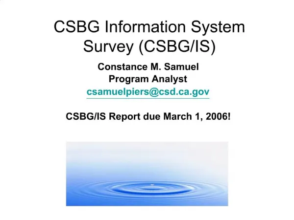 CSBG Information System Survey CSBG