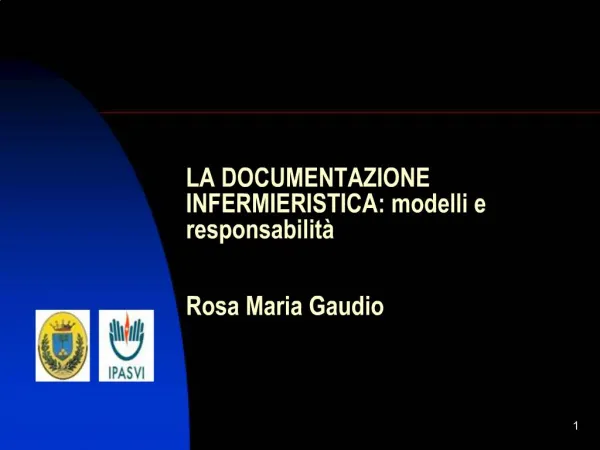 LA DOCUMENTAZIONE INFERMIERISTICA: modelli e responsabilit Rosa Maria Gaudio