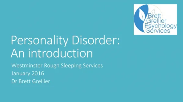 Personality Disorder: An introduction