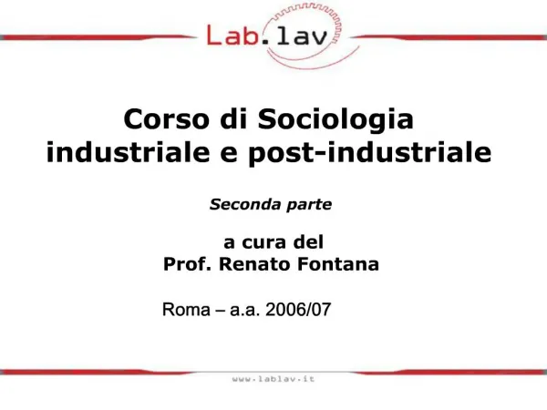 Corso di Sociologia industriale e post-industriale