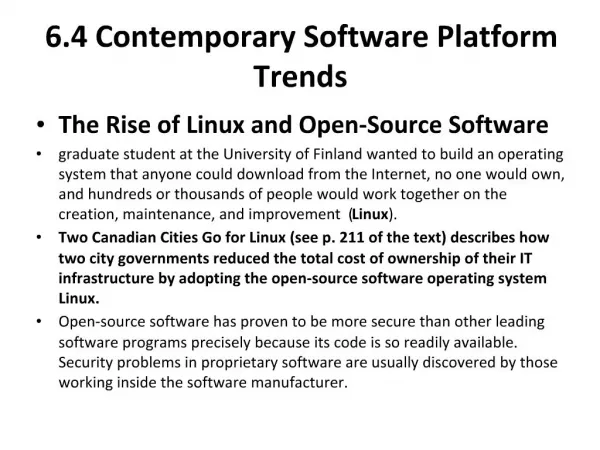 6.4 Contemporary Software Platform Trends