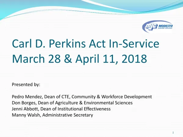 Carl D. Perkins Act In-Service