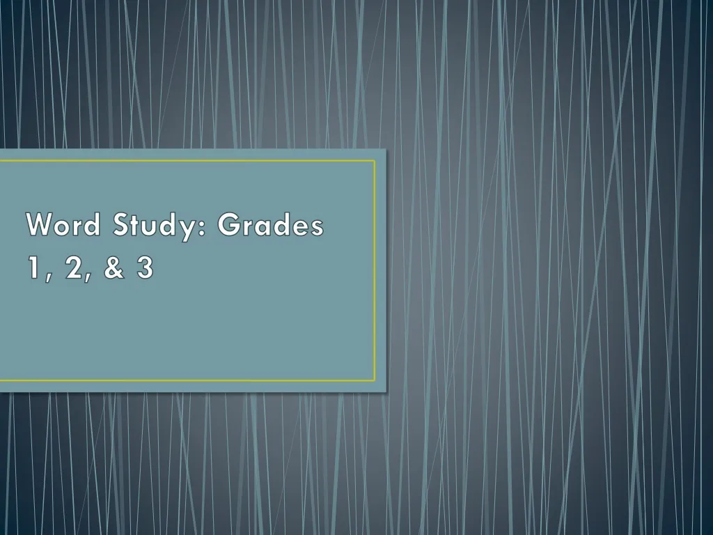 word study grades 1 2 3