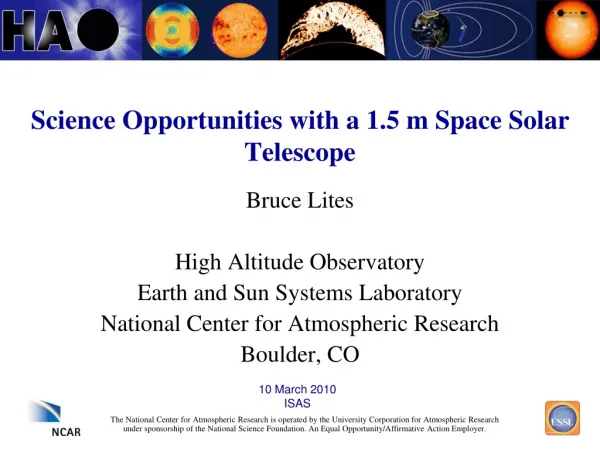 Science Opportunities with a 1.5 m Space Solar Telescope