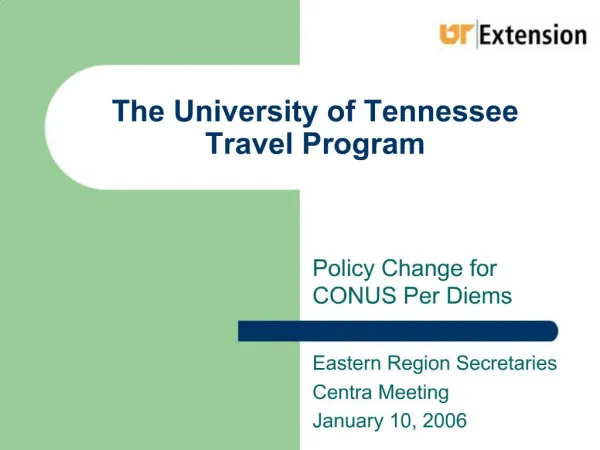 The University of Tennessee Travel Program