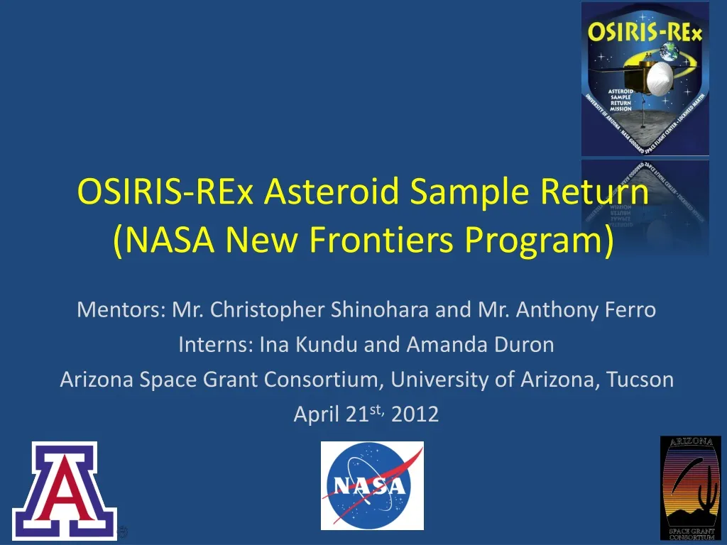 osiris rex asteroid sample return nasa new frontiers program