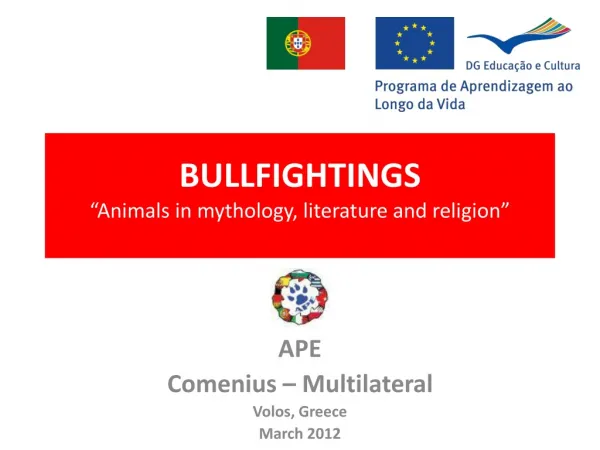 BULLFIGHTINGS “Animals in mythology, literature and religion”