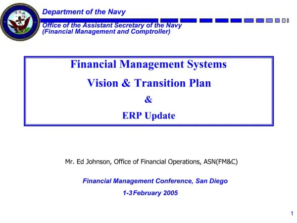 Department of the Navy Office of the Assistant Secretary of the Navy Financial Management and Comptroller