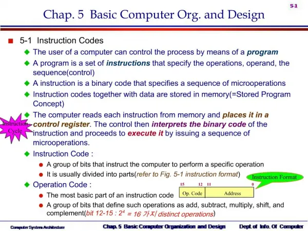 Chap. 5 Basic Computer Org. and Design