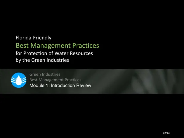 Green Industries Best Management Practices Module 1: Introduction Review
