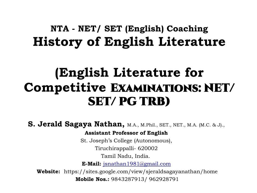 nta net set english coaching history of english