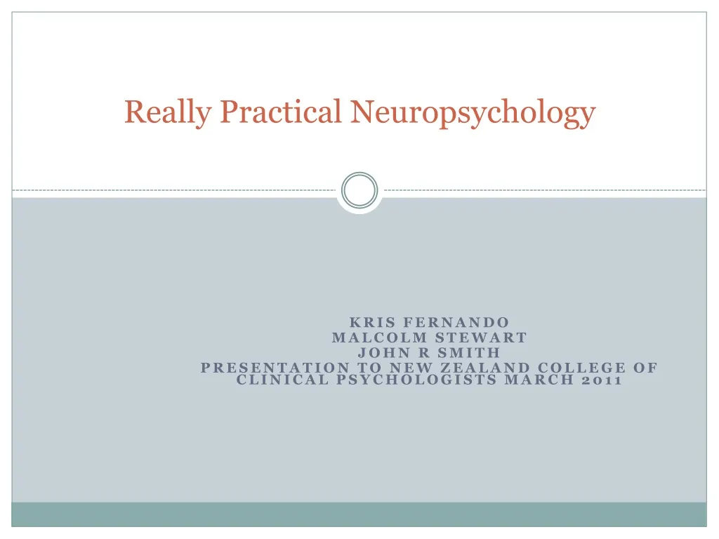 really practical neuropsychology