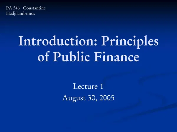 Introduction: Principles of Public Finance
