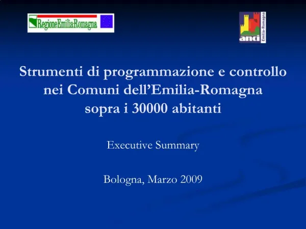 Strumenti di programmazione e controllo nei Comuni dell Emilia-Romagna sopra i 30000 abitanti