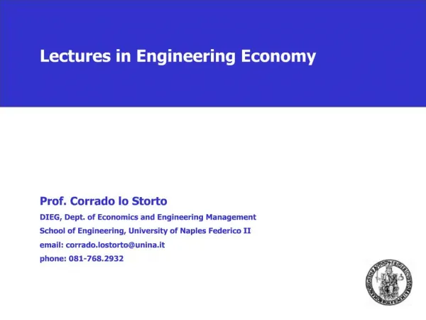 Lectures in Engineering Economy