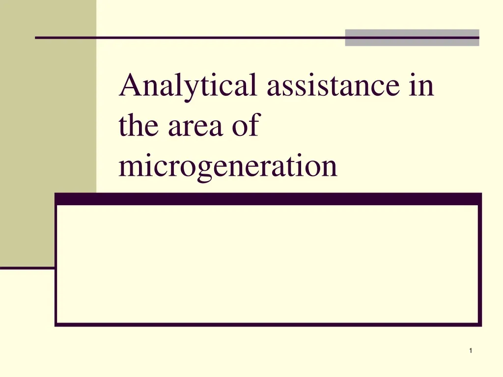 analytical assistance in the area of microgeneration