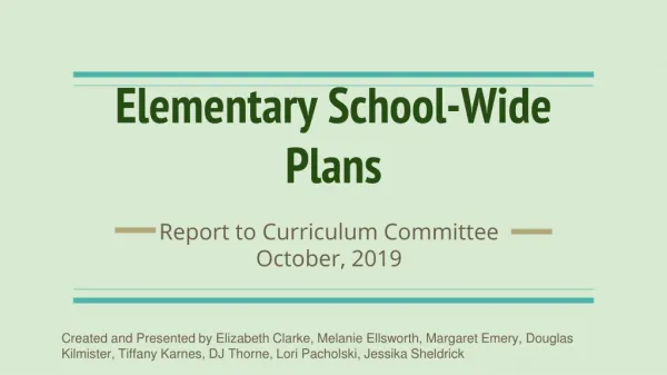 Elementary School-Wide Plans