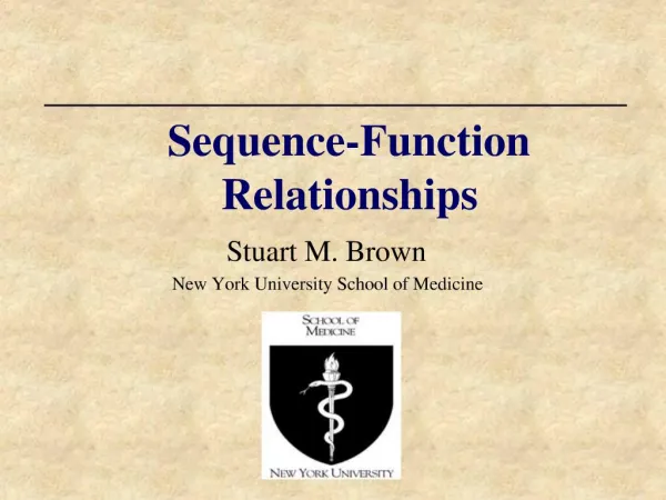Sequence-Function Relationships