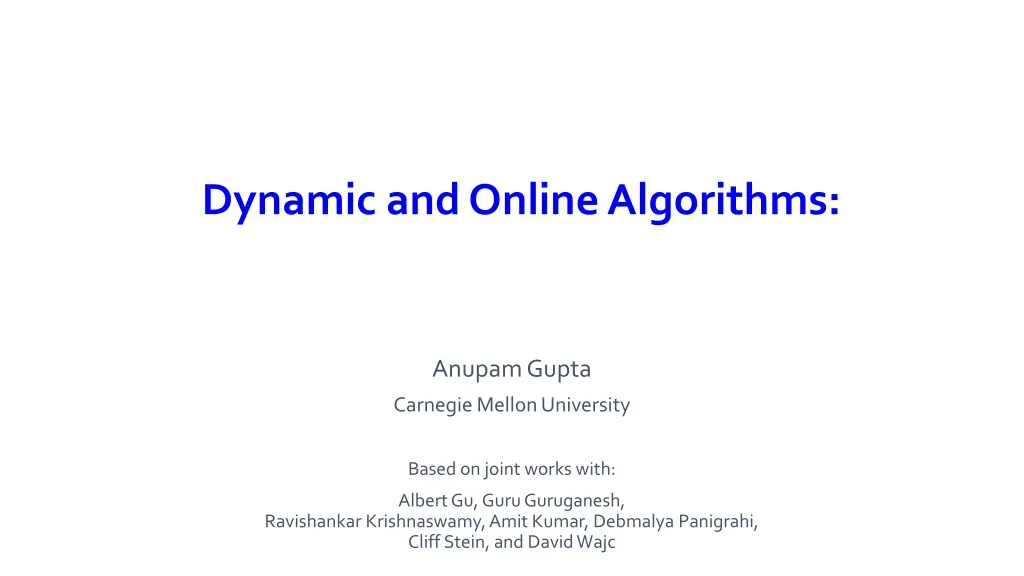 dynamic and online algorithms