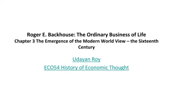 Udayan Roy ECO54 History of Economic Thought