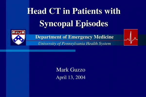 Head CT in Patients with Syncopal Episodes