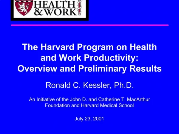 An Initiative of the John D. and Catherine T. MacArthur Foundation and Harvard Medical School