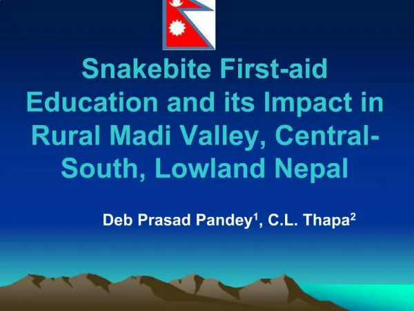 Snakebite First-aid Education and its Impact in Rural Madi Valley, Central-South, Lowland Nepal