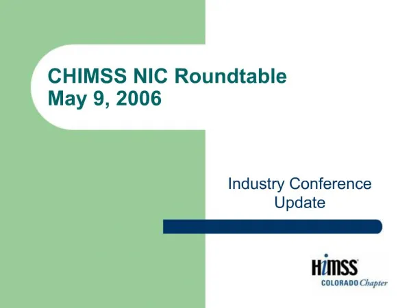 CHIMSS NIC Roundtable May 9, 2006