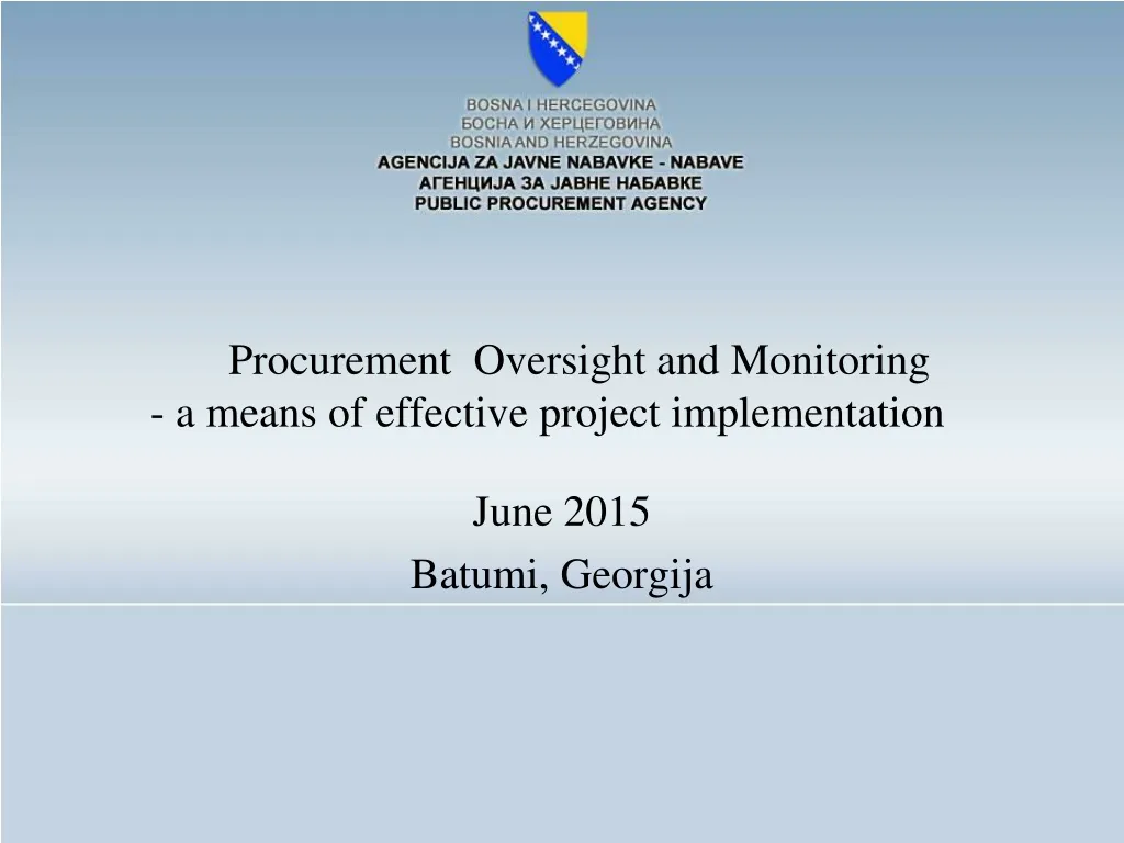 procurement oversight and monitoring a means of effective project implementation