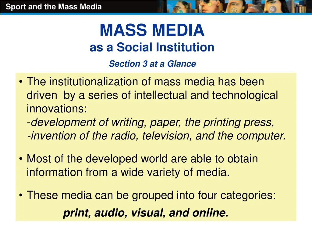 mass media as a social institution section