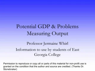 Potential GDP Problems Measuring Output - slide 1