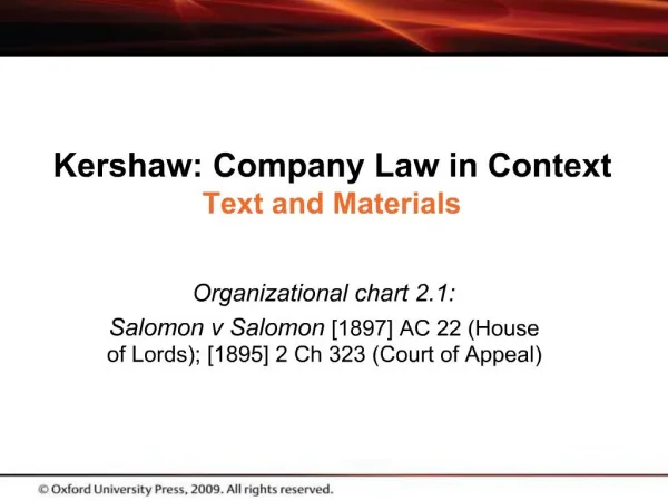 Kershaw: Company Law in Context Text and Materials