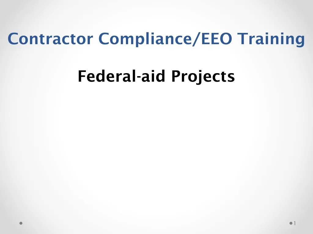 contractor compliance eeo training federal aid projects