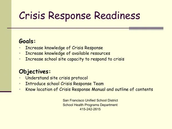 Crisis Response Readiness
